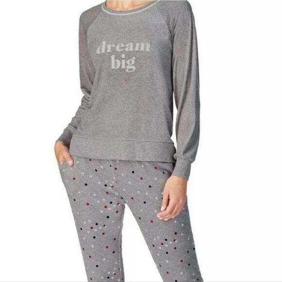 KATE SPADE dream big gray pajama top pullover soft fleece embroidered - Picture 1 of 8